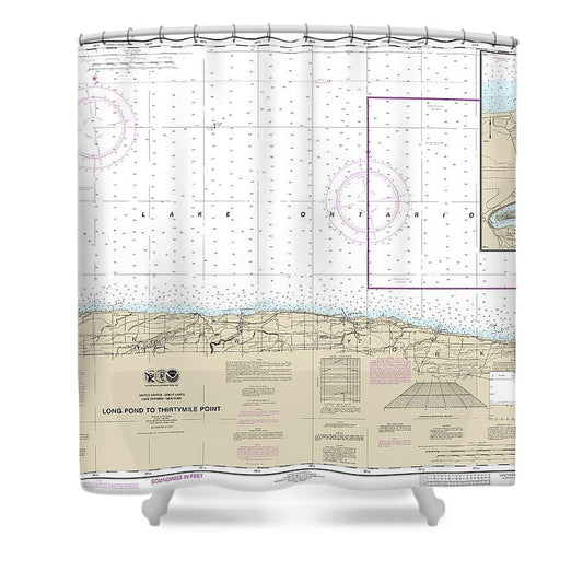 Nautical Chart 14805 Long Pond Thirtymile Point, Point Breeze Harbor Shower Curtain