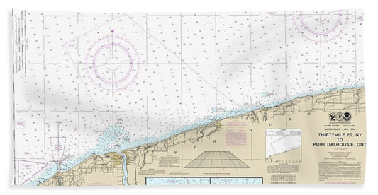 Nautical Chart-14806 Thirtymile Point, Ny,-port Dalhousie, Ont - Beach Towel