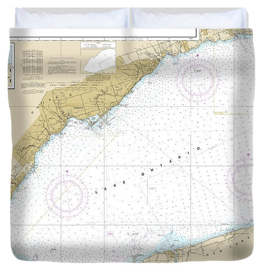 Nautical Chart 14810 Olcott Harbor Toronto, Olcott Wilson Harbors Duvet Cover