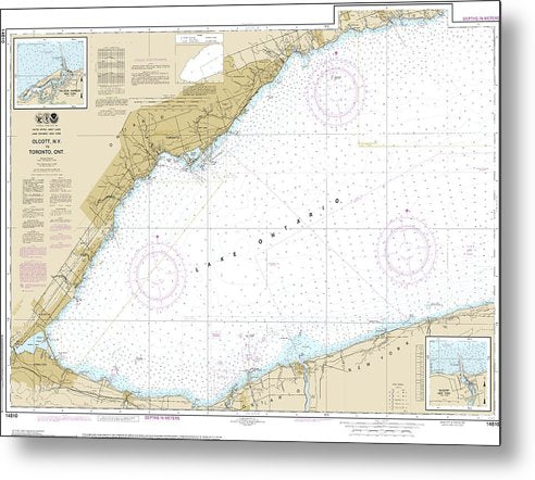 A beuatiful Metal Print of the Nautical Chart-14810 Olcott Harbor-Toronto, Olcott-Wilson Harbors - Metal Print by SeaKoast.  100% Guarenteed!