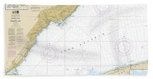 Nautical Chart-14810 Olcott Harbor-toronto, Olcott-wilson Harbors - Bath Towel