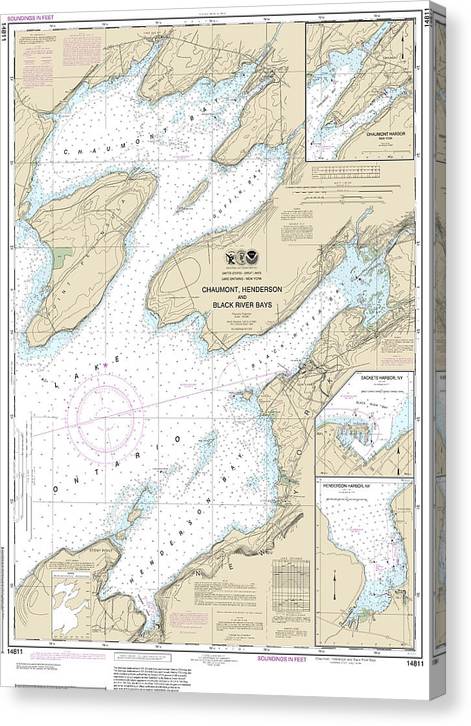 Nautical Chart-14811 Chaumont, Henderson-Black River Bays, Sackets Harbor, Henderson Harbor, Chaumont Harbor Canvas Print