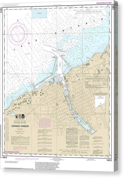 Nautical Chart-14813 Oswego Harbor Canvas Print