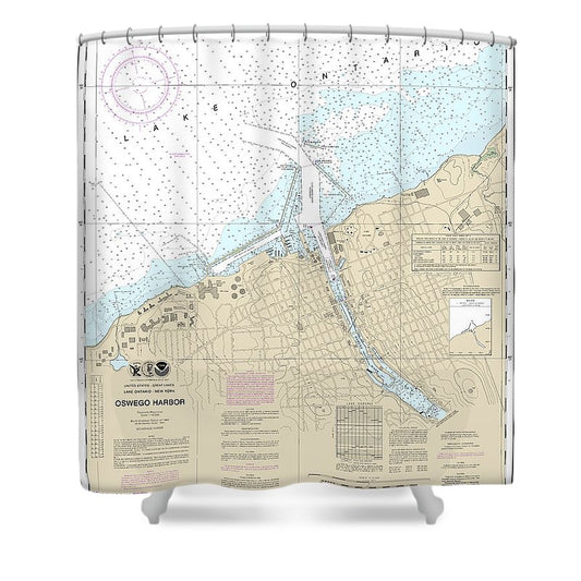 Nautical Chart 14813 Oswego Harbor Shower Curtain