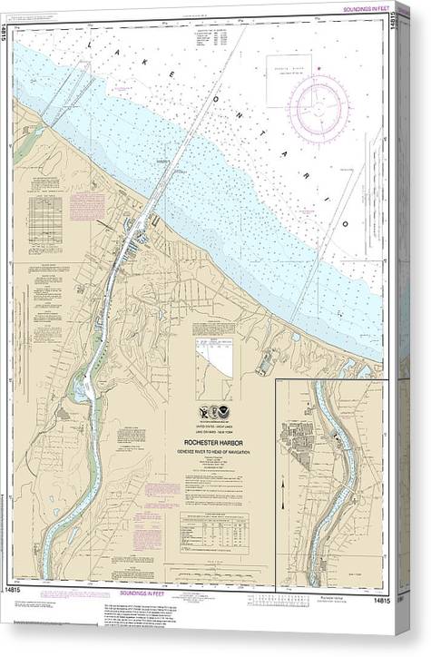 Nautical Chart-14815 Rochester Harbor, Including Genessee River-Head-Navigation Canvas Print