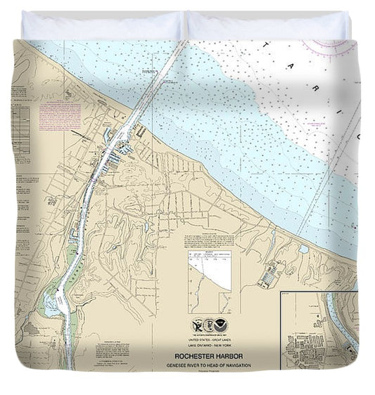 Nautical Chart 14815 Rochester Harbor, Including Genessee River Head Navigation Duvet Cover