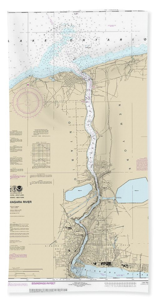 Nautical Chart-14816 Lower Niagara River - Beach Towel