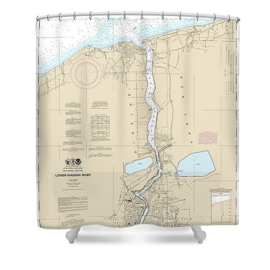 Nautical Chart 14816 Lower Niagara River Shower Curtain