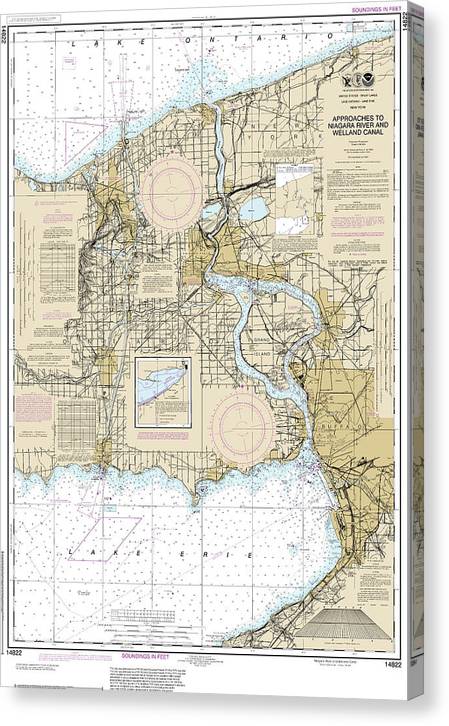 Nautical Chart-14822 Approaches-Niagara River-Welland Canal Canvas Print