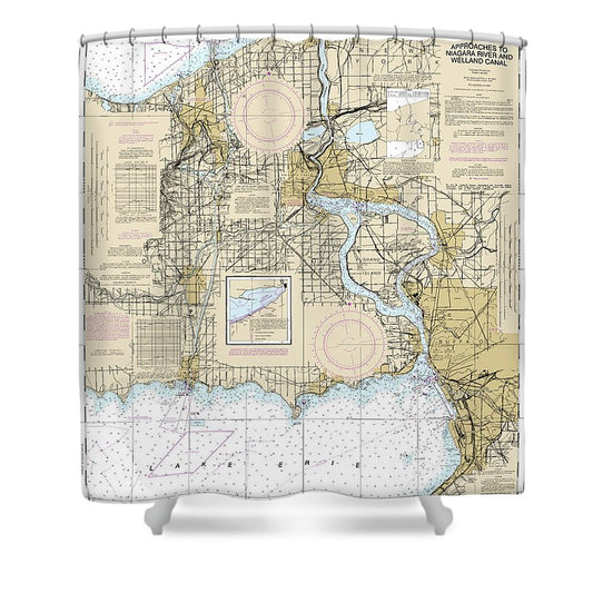 Nautical Chart 14822 Approaches Niagara River Welland Canal Shower Curtain