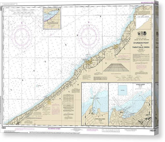 Nautical Chart-14823 Sturgeon Point-Twentymile Creek, Dunkirk Harbor, Barcelona Harbor Canvas Print