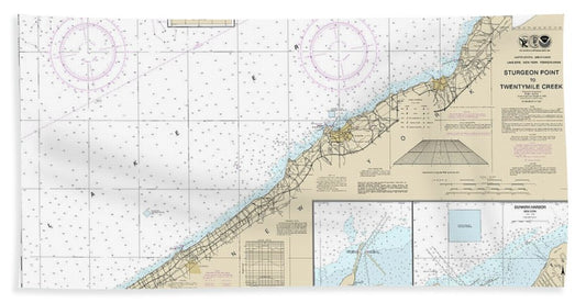 Nautical Chart-14823 Sturgeon Point-twentymile Creek, Dunkirk Harbor, Barcelona Harbor - Beach Towel