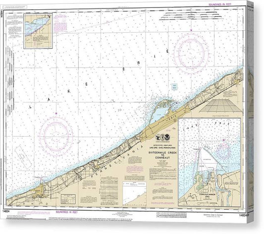 Nautical Chart-14824 Sixteenmile Creek-Conneaut, Conneaut Harbor Canvas Print