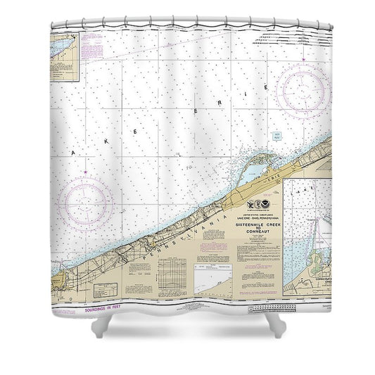 Nautical Chart 14824 Sixteenmile Creek Conneaut, Conneaut Harbor Shower Curtain