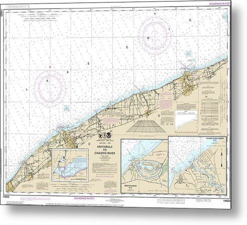 A beuatiful Metal Print of the Nautical Chart-14825 Ashtabula-Chagrin River, Mentor Harbor, Chagrin River - Metal Print by SeaKoast.  100% Guarenteed!