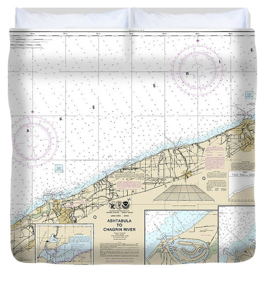 Nautical Chart 14825 Ashtabula Chagrin River, Mentor Harbor, Chagrin River Duvet Cover