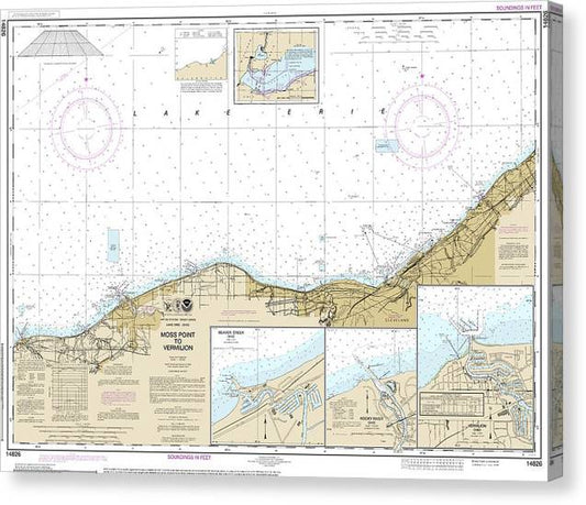 Nautical Chart-14826 Moss Point-Vermilion, Beaver Creek, Vermilion Harbor, Rocky River Canvas Print