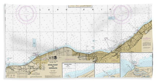 Nautical Chart-14826 Moss Point-vermilion, Beaver Creek, Vermilion Harbor, Rocky River - Beach Towel