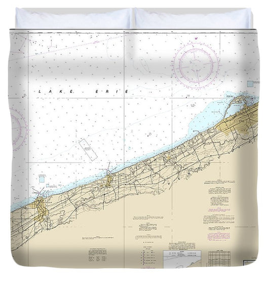 Nautical Chart 14828 Erie Geneva Duvet Cover