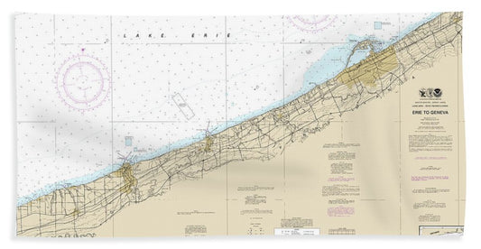 Nautical Chart-14828 Erie-geneva - Bath Towel