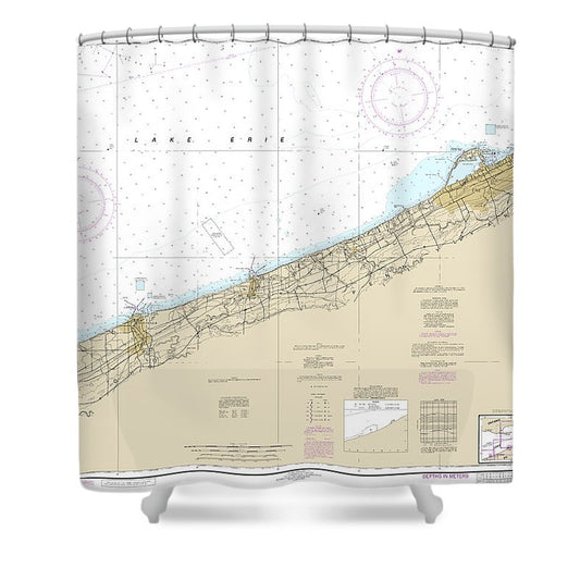 Nautical Chart 14828 Erie Geneva Shower Curtain