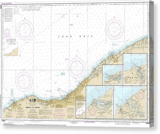 Nautical Chart-14829 Geneva-Lorain, Beaver Creek, Rocky River, Mentor Harbor, Chagrin River Canvas Print