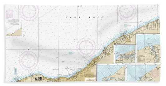 Nautical Chart-14829 Geneva-lorain, Beaver Creek, Rocky River, Mentor Harbor, Chagrin River - Beach Towel