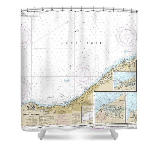Nautical Chart 14829 Geneva Lorain, Beaver Creek, Rocky River, Mentor Harbor, Chagrin River Shower Curtain