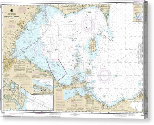 Nautical Chart-14830 West End-Lake Erie, Port Clinton Harbor, Monroe Harbor, Lorain-Detriot River, Vermilion Canvas Print