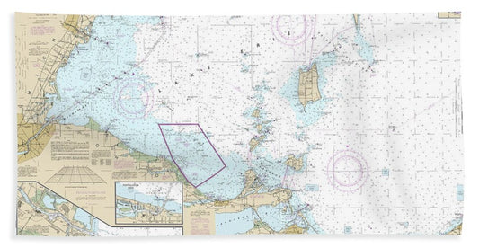 Nautical Chart-14830 West End-lake Erie, Port Clinton Harbor, Monroe Harbor, Lorain-detriot River, Vermilion - Beach Towel