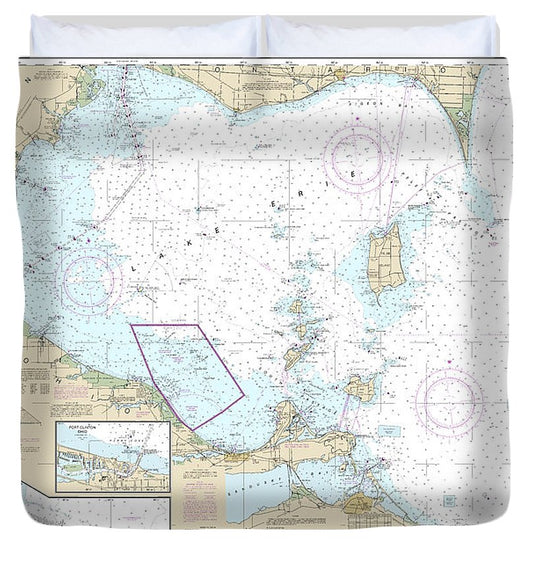 Nautical Chart 14830 West End Lake Erie, Port Clinton Harbor, Monroe Harbor, Lorain Detriot River, Vermilion Duvet Cover