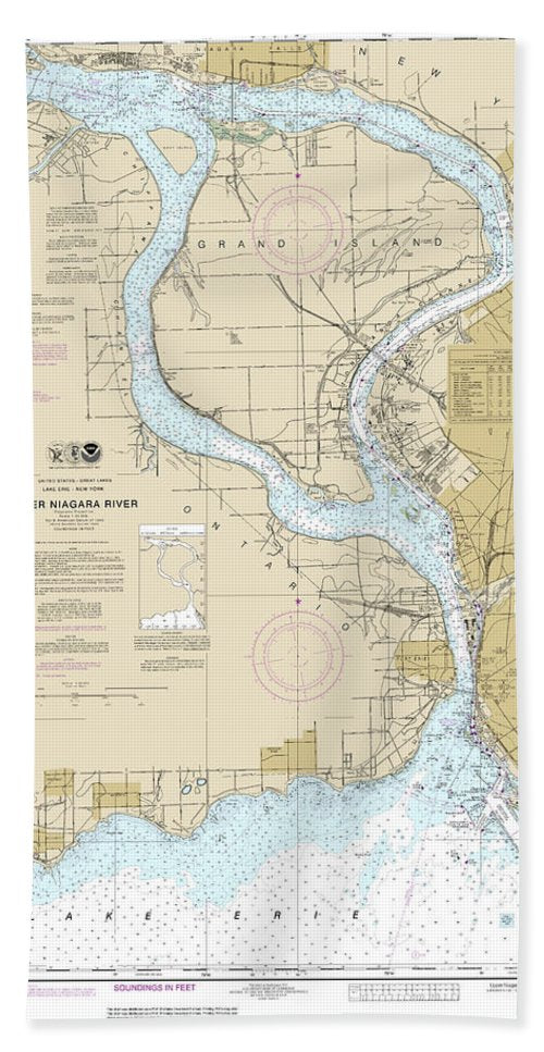 Nautical Chart-14832 Niagara Falls-buffalo - Bath Towel