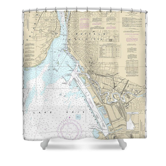 Nautical Chart 14833 Buffalo Harbor Shower Curtain