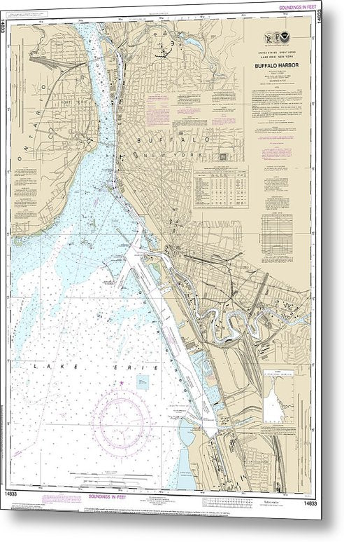 A beuatiful Metal Print of the Nautical Chart-14833 Buffalo Harbor - Metal Print by SeaKoast.  100% Guarenteed!