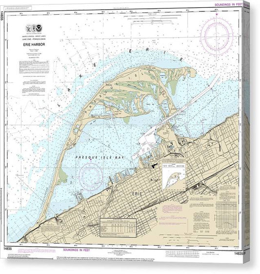 Nautical Chart-14835 Erie Harbor Canvas Print