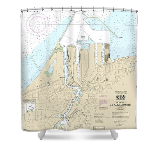 Nautical Chart 14836 Ashtabula Harbor Shower Curtain