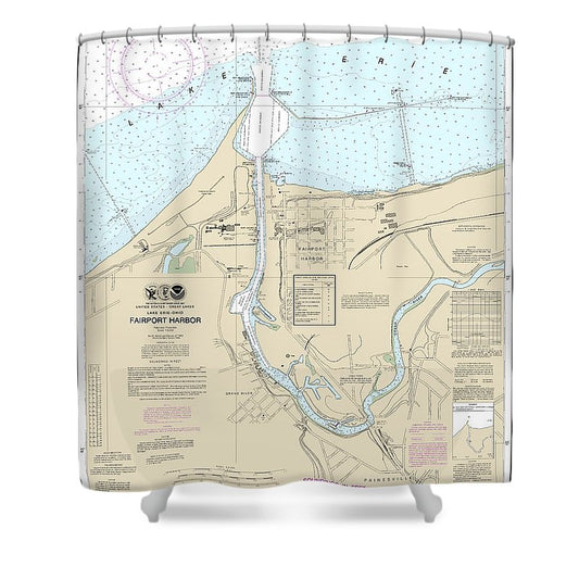 Nautical Chart 14837 Fairport Harbor Shower Curtain