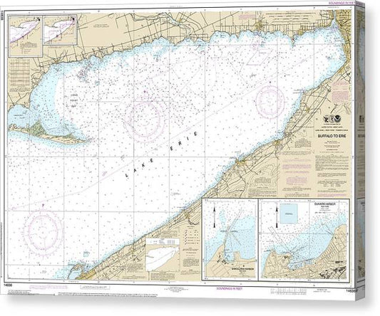 Nautical Chart-14838 Buffalo-Erie, Dunkirk, Barcelone Harbor Canvas Print