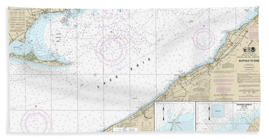 Nautical Chart-14838 Buffalo-erie, Dunkirk, Barcelone Harbor - Bath Towel