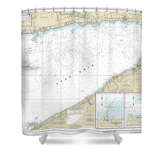 Nautical Chart 14838 Buffalo Erie, Dunkirk, Barcelone Harbor Shower Curtain