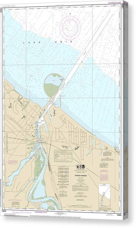 Nautical Chart-14843 Huron Harbor Canvas Print