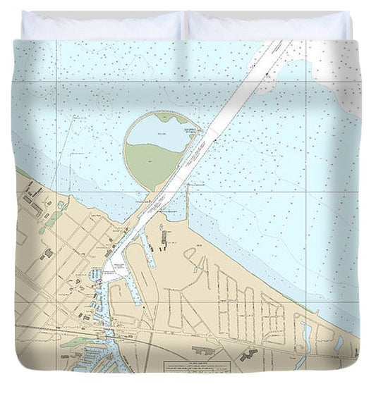 Nautical Chart 14843 Huron Harbor Duvet Cover