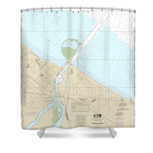 Nautical Chart 14843 Huron Harbor Shower Curtain