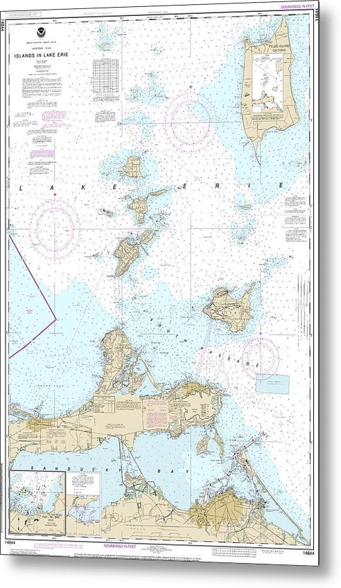 A beuatiful Metal Print of the Nautical Chart-14844 Islands In Lake Erie, Put-In-Bay - Metal Print by SeaKoast.  100% Guarenteed!