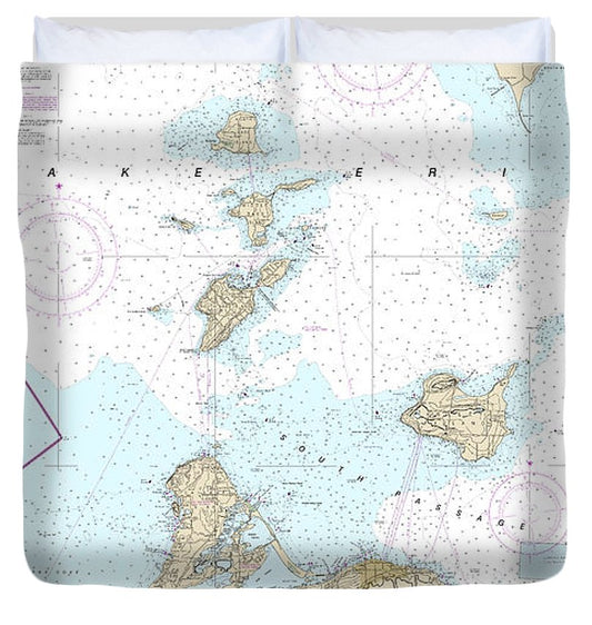 Nautical Chart 14844 Islands In Lake Erie, Put In Bay Duvet Cover
