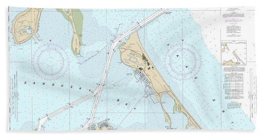 Nautical Chart-14845 Sandusky Harbor - Bath Towel