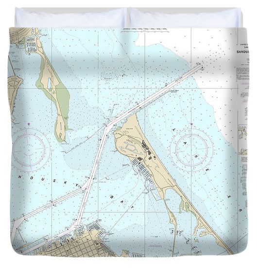 Nautical Chart 14845 Sandusky Harbor Duvet Cover
