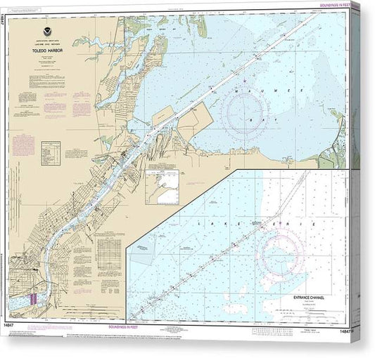 Nautical Chart-14847 Toledo Harbor, Entrance Channel-Harbor Canvas Print