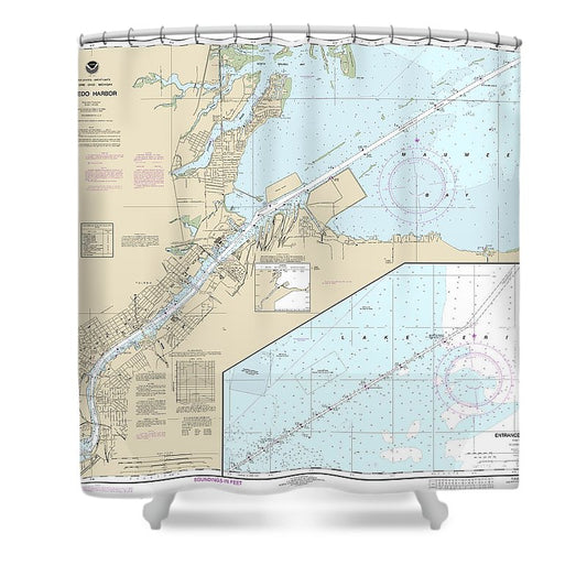 Nautical Chart 14847 Toledo Harbor, Entrance Channel Harbor Shower Curtain