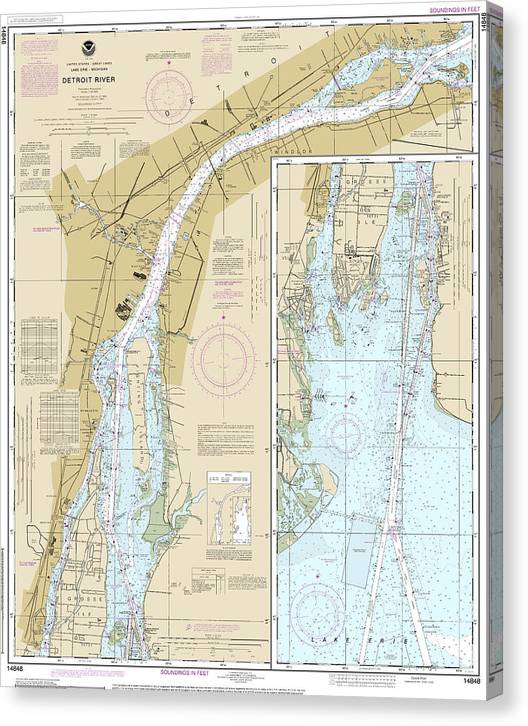 Nautical Chart-14848 Detroit River Canvas Print